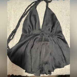 Free people black satin haltertop